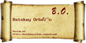 Betskey Orbán névjegykártya